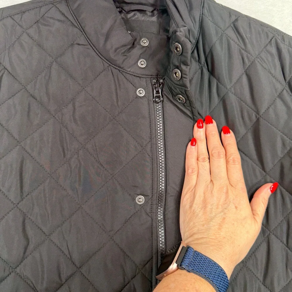 Banana Republic Medium Jacket WR Quilted Bomber Black S/594218 Diamond Stitch
